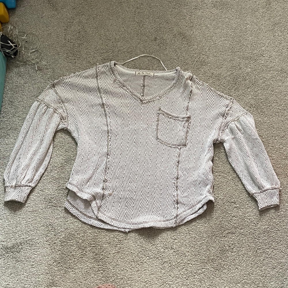 Free People Textured Cream Sweater